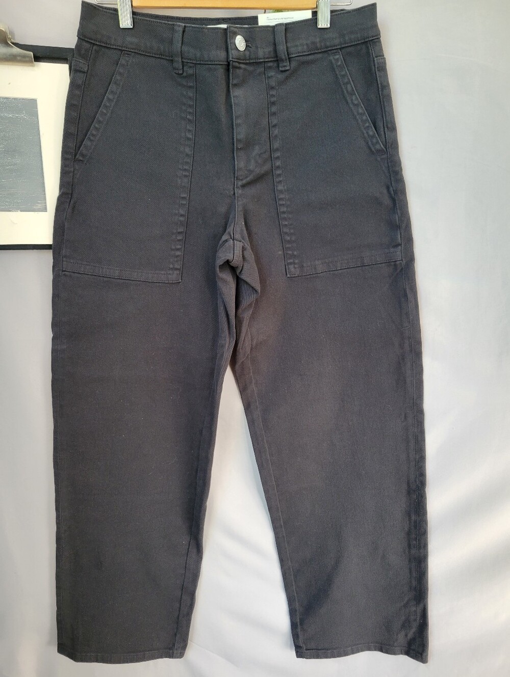 NEW Everlane Utility Cotton Patch Pocket Pant Black 6R